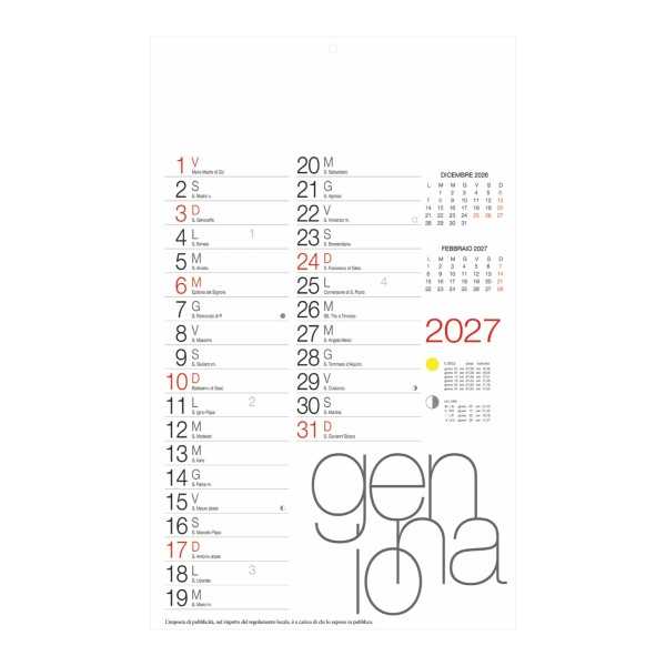 Calendario Olandese B067 Design Personalizzato 2027