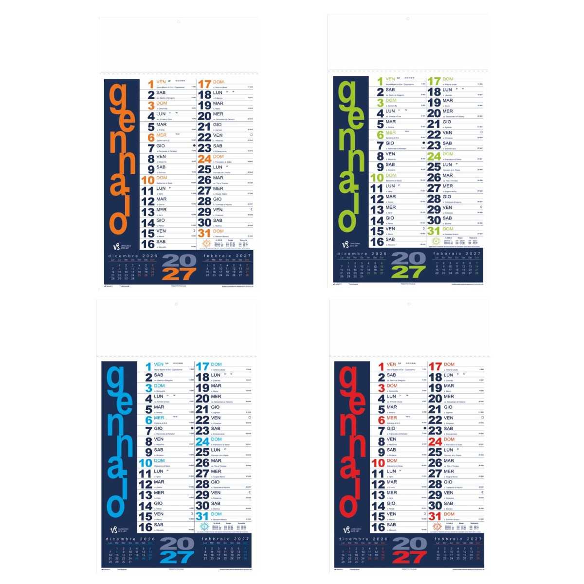 Calendario Olandese B059 Portoghese Personalizzato 2027