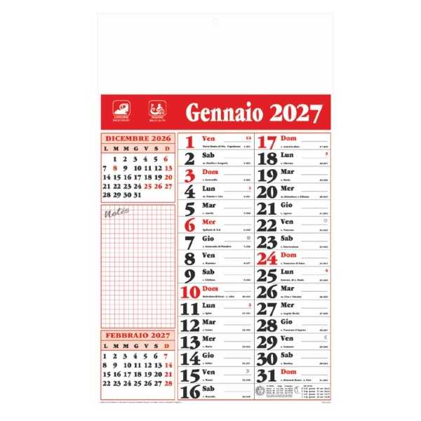 Calendario Olandese B060 Notes Personalizzato 2027