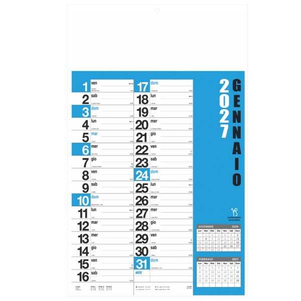 Calendario Norvegese B096 Personalizzato 2027