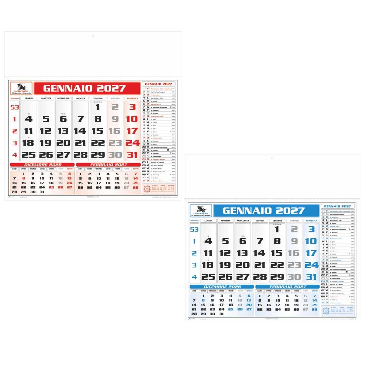 Calendario Americano E004 Personalizzato 2027