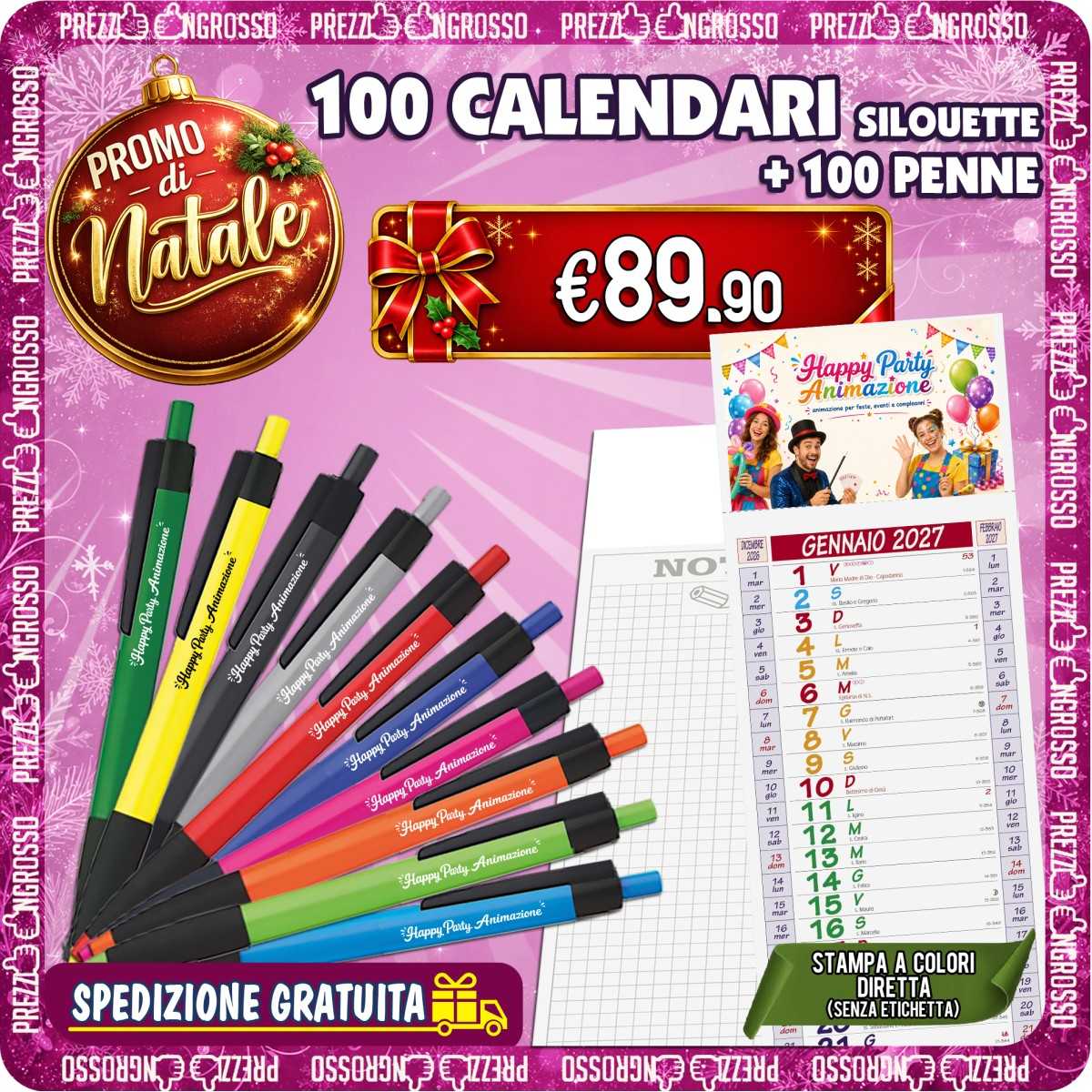 PROMO 100 Calendari Silhouette + 100 Penne Personalizzate | Prezzi Ingrosso