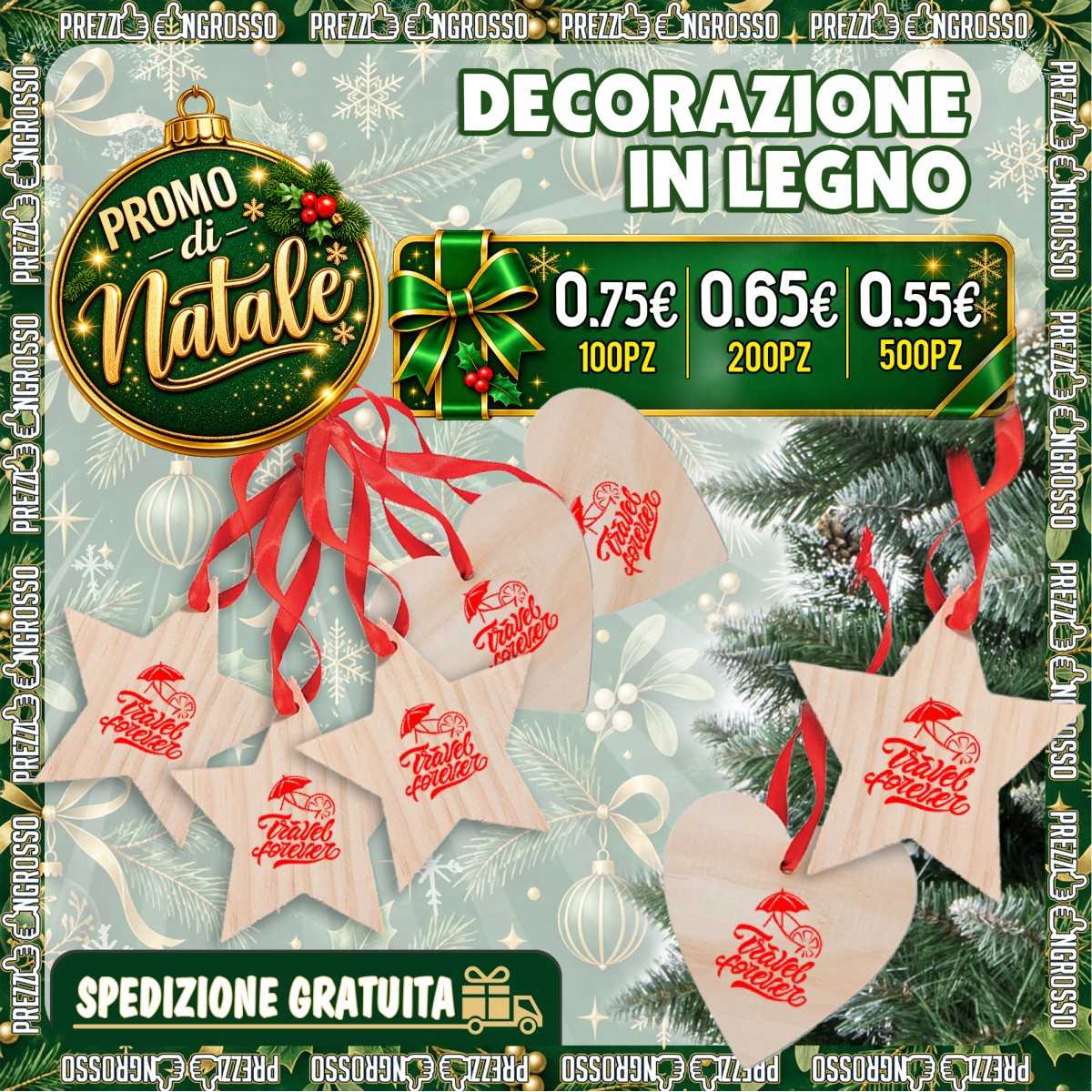 PROMO Decorazione Natalizia in Legno Personalizzata | Prezzi Ingrosso