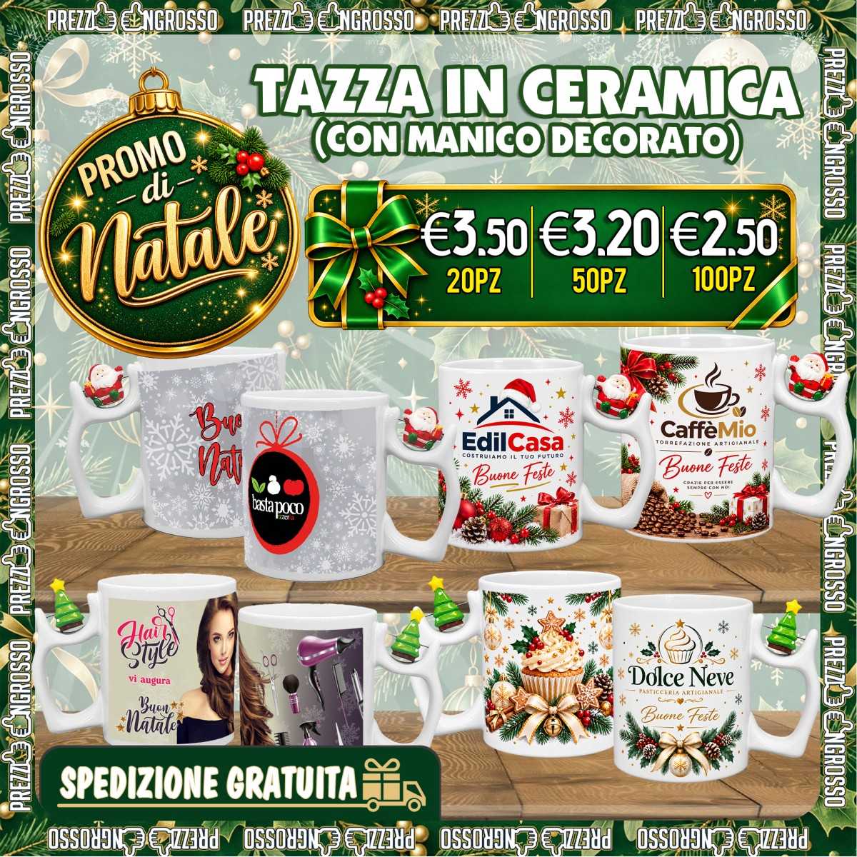 PROMO Tazza di Natale Personalizzata con Logo | Prezzi Ingrosso