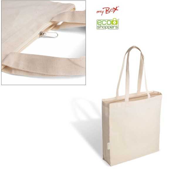 1035 Lorena - Borsa Shopping In Canvas Natural Dimensioni: cm 38x42x10