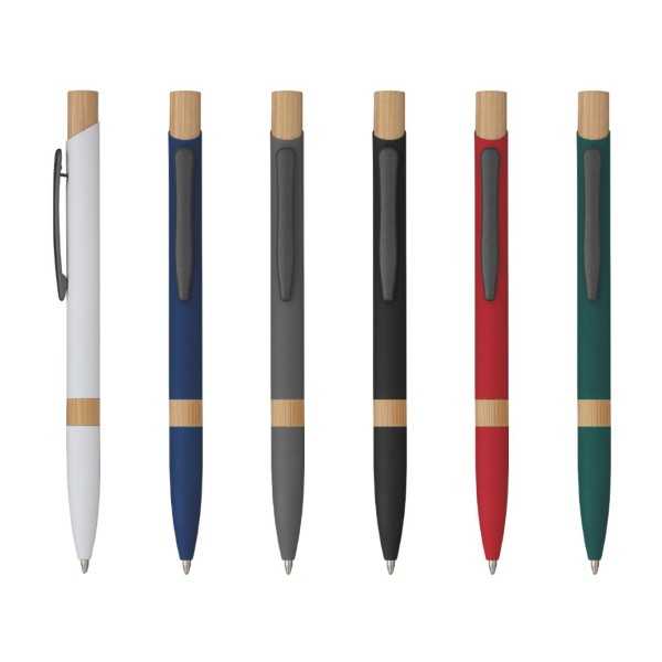 5699 Elia - Penna Sfera Soft Touch In Alluminio E Bamboo