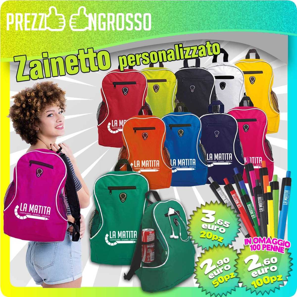 ZAINETTO PERSONALIZZATO + 100 PENNE OMAGGIO
