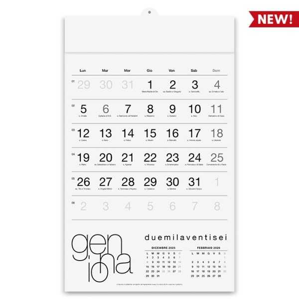 Calendario Olandese WHITE Personalizzato 2027 31x49 cm