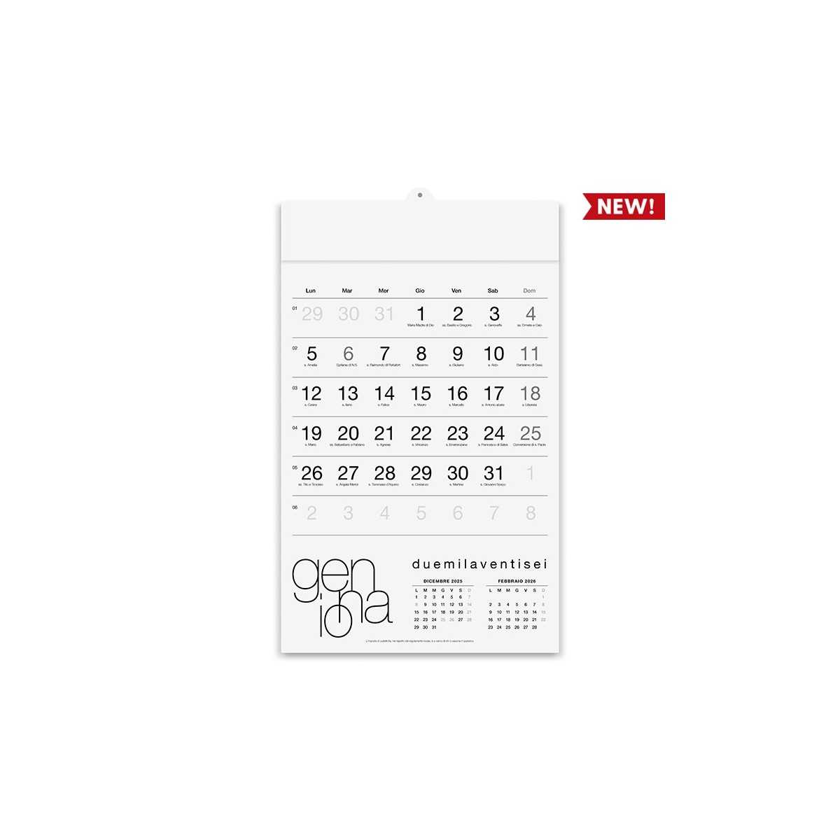 Calendario Olandese WHITE Personalizzato 2027 31x49 cm