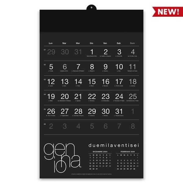 Calendario Olandese BLACK Personalizzato 2027 31x49 cm