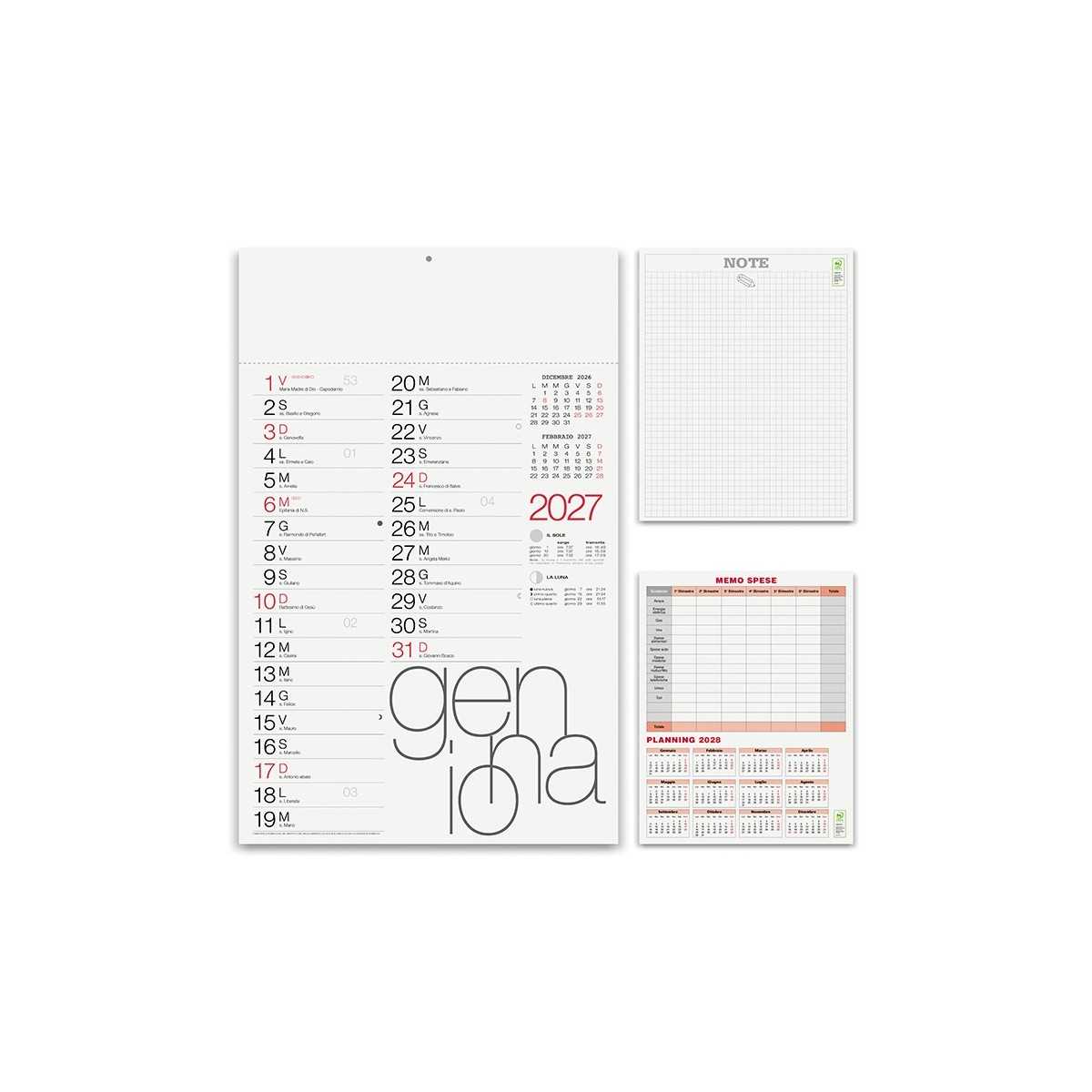 Calendario Olandese MODERNO Personalizzato 2027 30x47 cm