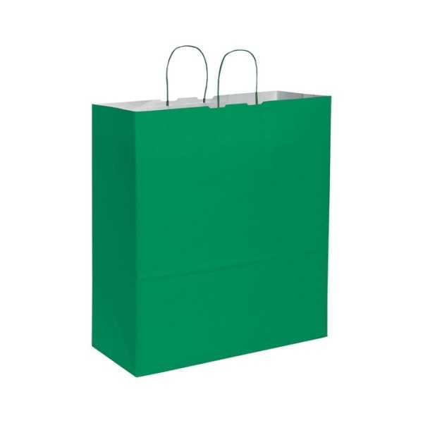 Shopper carta kraft bianca verde 36x41 cm Personalizzato | Prezzi Ingrosso