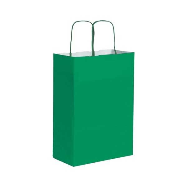 Shopper carta kraft bianca verde 28x39 cm Personalizzato | Prezzi Ingrosso