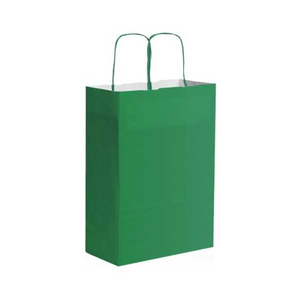 Shopper carta kraft bianca verde 22x29 cm Personalizzato | Prezzi Ingrosso