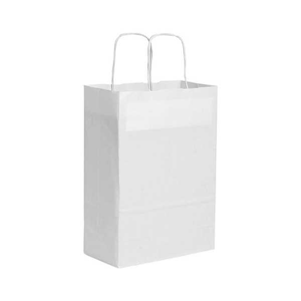 Shopper carta kraft bianca bianco 22x29 cm Personalizzato | Prezzi Ingrosso