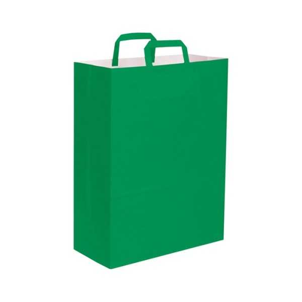 Shopper carta kraft bianca verde 32x43 cm Personalizzato | Prezzi Ingrosso