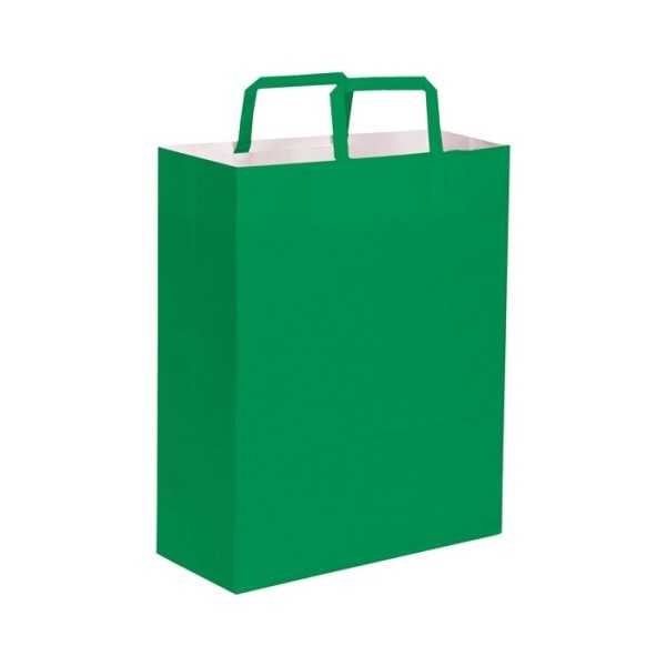 Shopper carta kraft bianca verde 26x39 cm Personalizzato | Prezzi Ingrosso