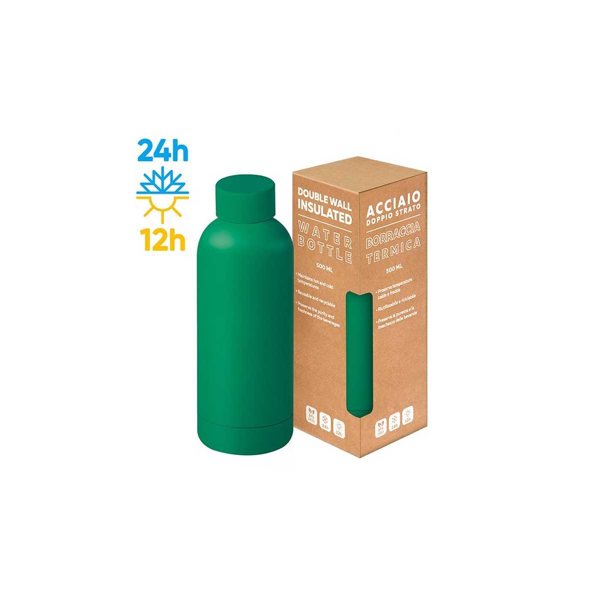 Matte Bottle 500 acciaio verde scuro 3x22 cm Personalizzate | Prezzi Ingrosso