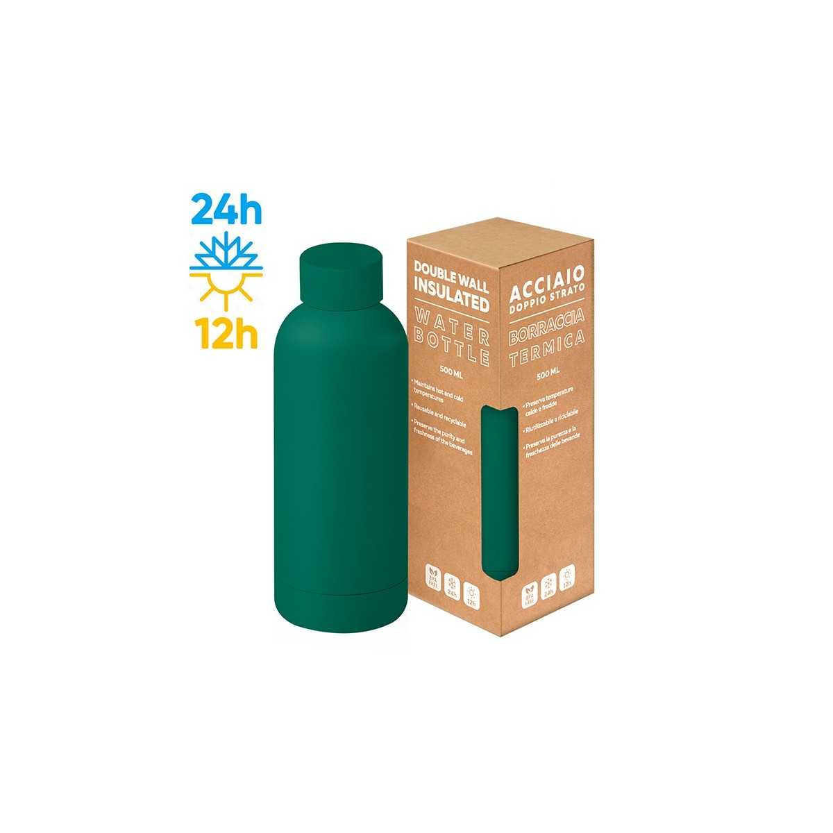 Matte Bottle 500 acciaio verde scuro 3x22 cm Personalizzate | Prezzi Ingrosso