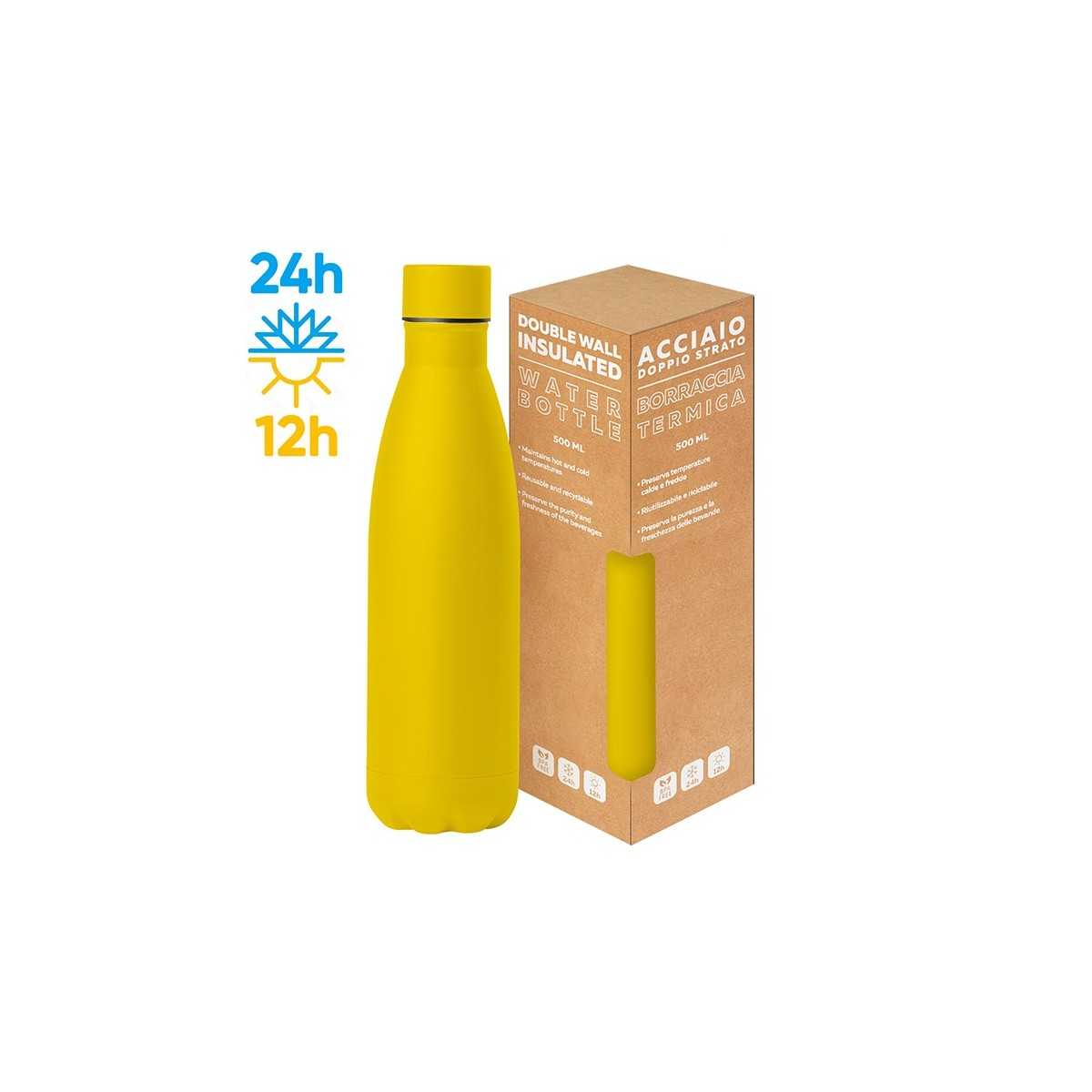 Steel Mat Bottle 500 Flat acciaio verde lime 5x26 cm Personalizzato | Prezzi Ingrosso