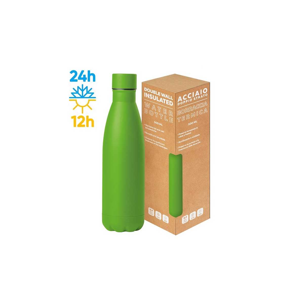 Steel Mat Bottle 500 Flat acciaio verde lime 5x26 cm Personalizzato | Prezzi Ingrosso