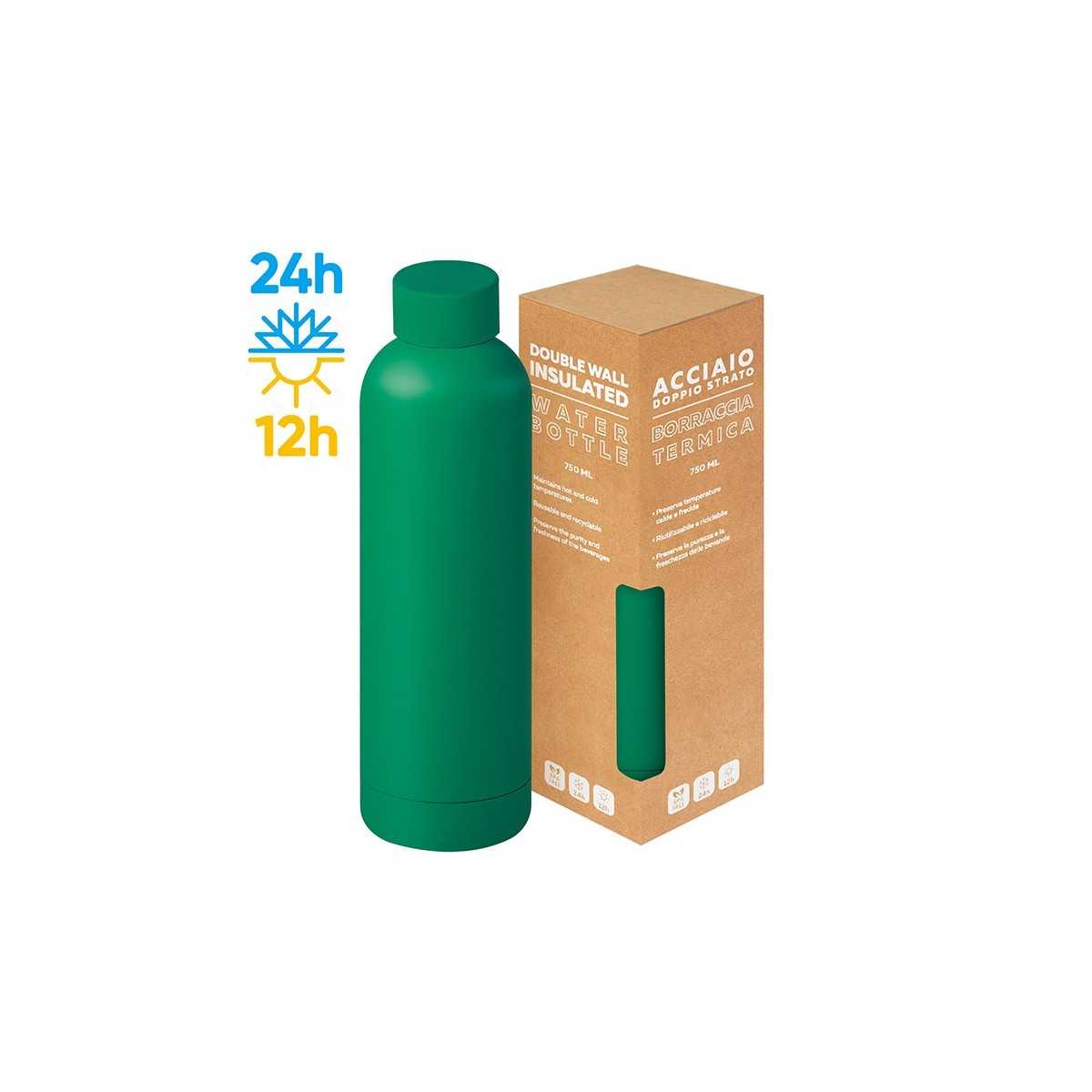 Matte Bottle 750 acciaio verde 5x26 cm Personalizzate | Prezzi Ingrosso