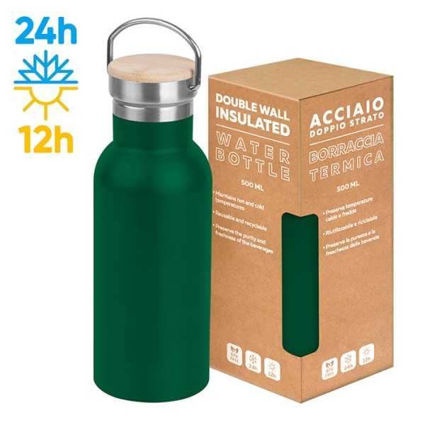 Outdoor Bottle 500 acciaio verde scuro 7x23 cm Personalizzato | Prezzi Ingrosso