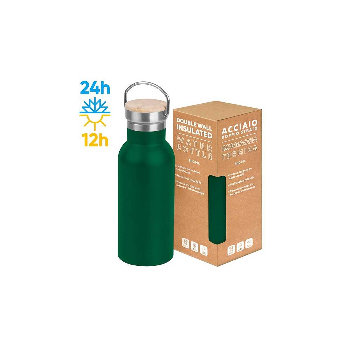 Outdoor Bottle 500 acciaio verde scuro 7x23 cm Personalizzato | Prezzi Ingrosso