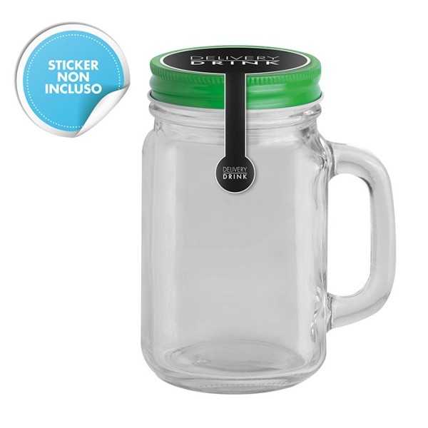 Jar Glass vetro e metallo verde ? 6,5xh12,5 Personalizzato | Prezzi Ingrosso