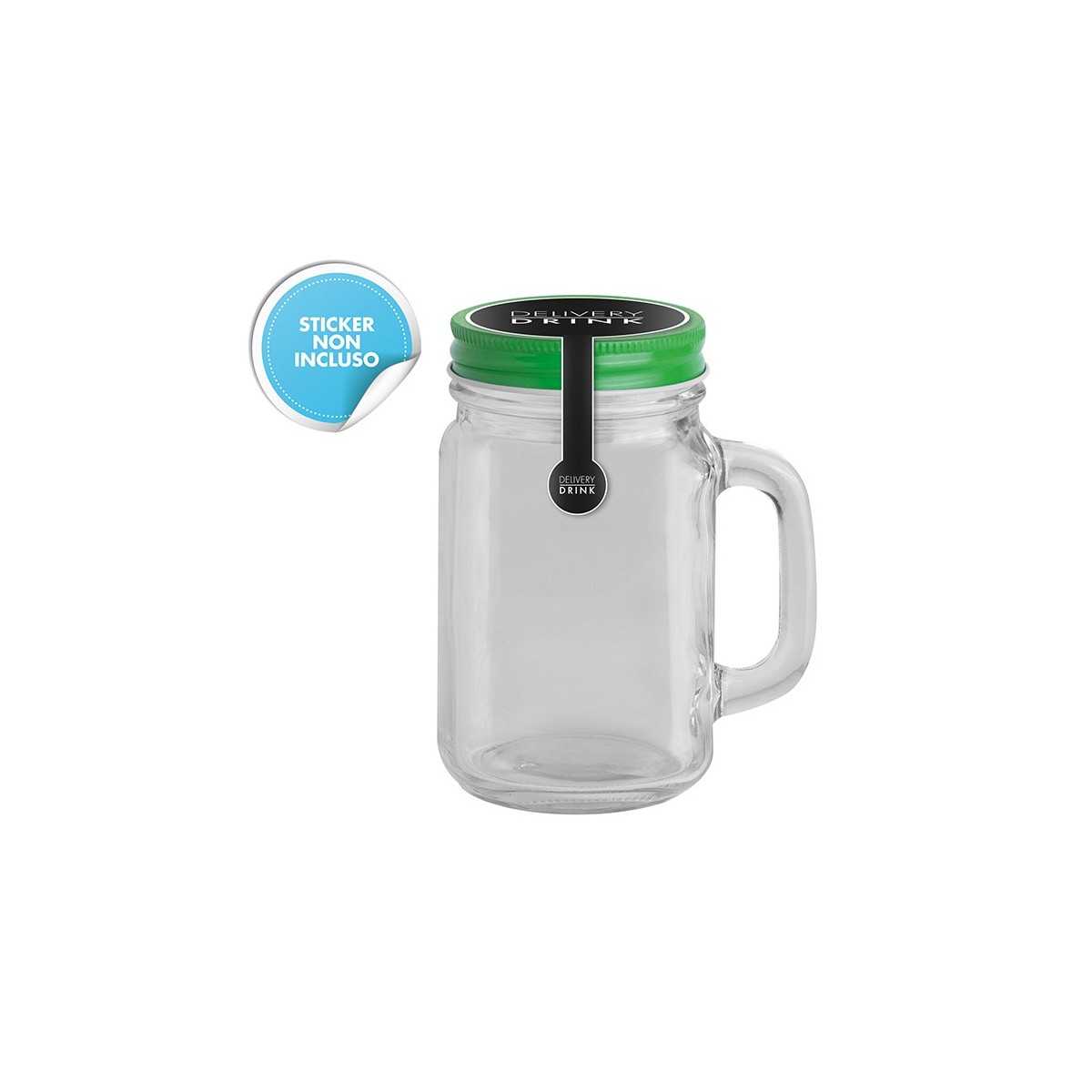 Jar Glass vetro e metallo verde ? 6,5xh12,5 Personalizzato | Prezzi Ingrosso